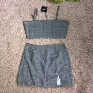 Houndstooth Two piece set (cropped tank & skirt)